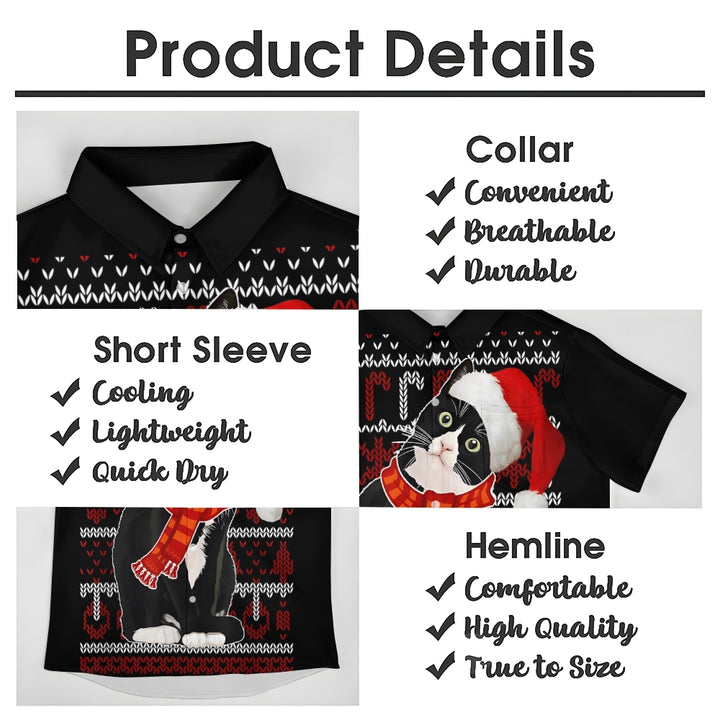 Men's Christmas Cat Casual Short Sleeve Shirt 2410001528
