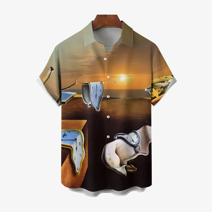 World Famous Paintings, Eternal Memory, Prints Casual Short Sleeve Shirt 2404001932