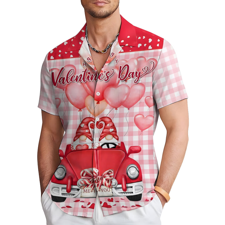Happy Valentine's Day Casual Short Sleeve Shirt 2501001770