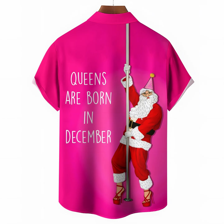 Men's Christmas Fun Santa Claus Print Short Sleeve Shirt 2411008763