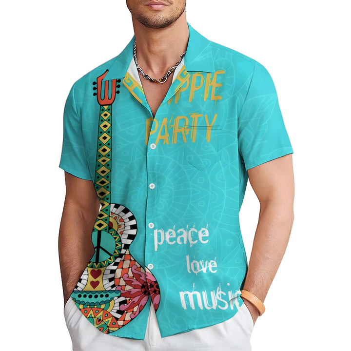 Love and Peace Guitar Short Sleeve Shirt 2501001817