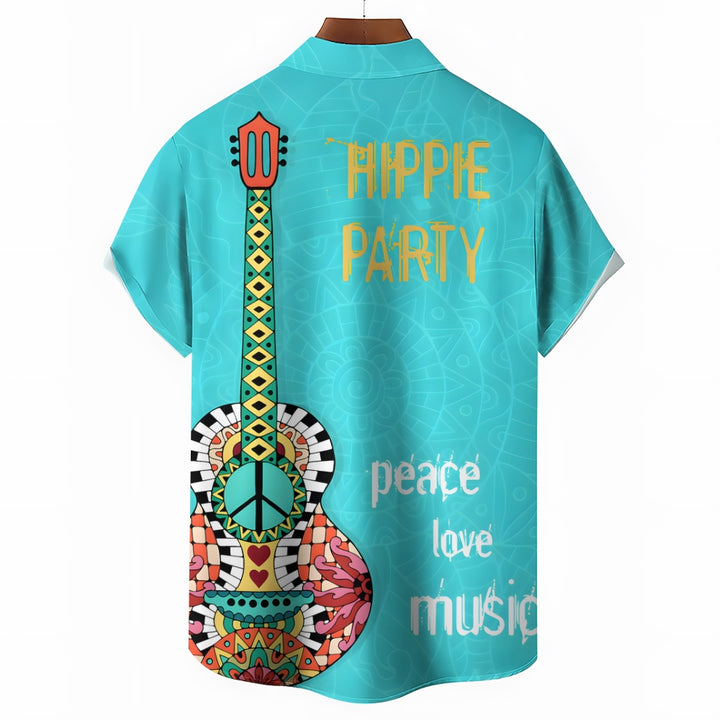 Love and Peace Guitar Short Sleeve Shirt 2501001817
