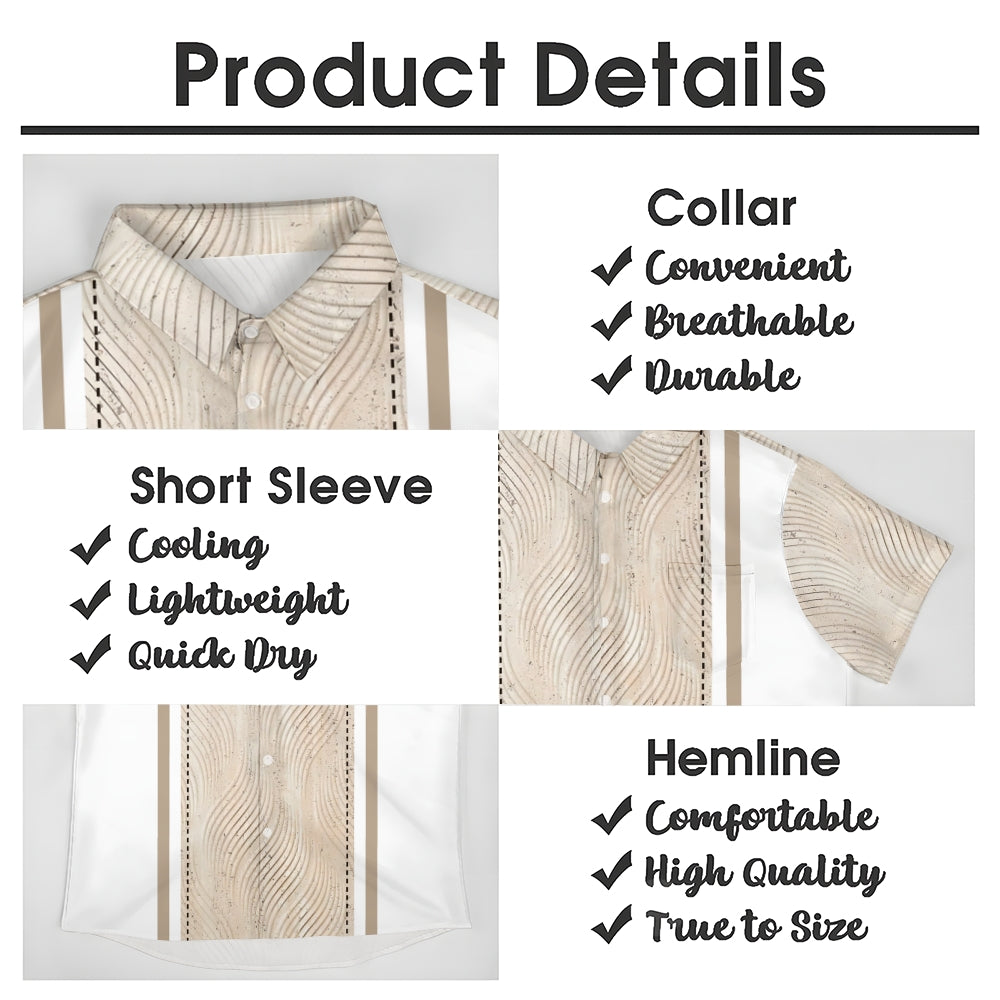 Retro Geometric Texture 3D Bowling Print Men's Button Pocket Short Sleeve Shirt 2405000266