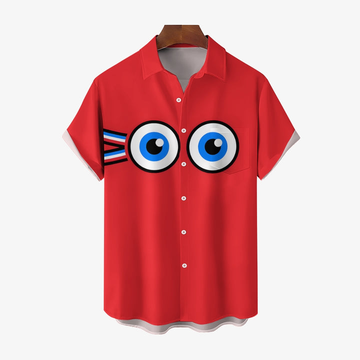 Men's Olympics Mascot Casual Short Sleeve Shirt 2404000473