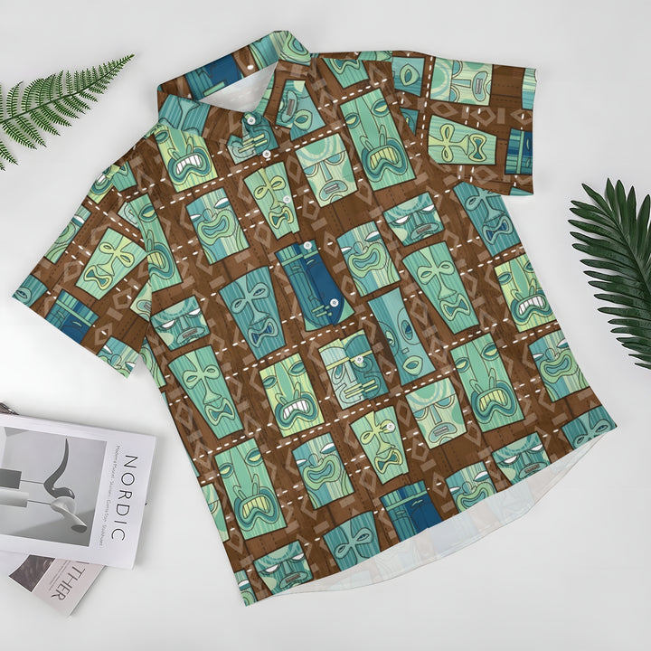Men's TIKI Art Casual Short Sleeve Shirt 2403000911