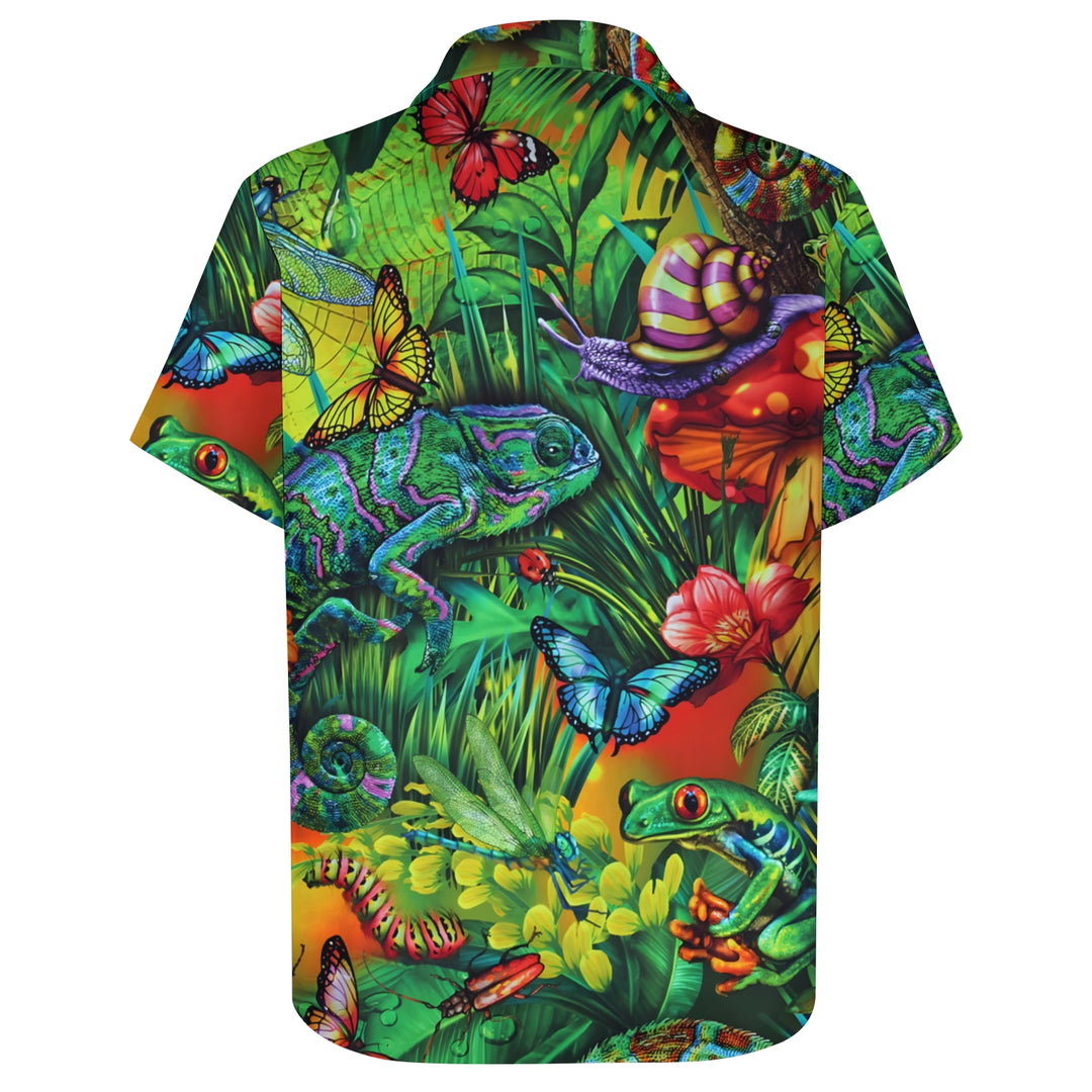 Men's Tropical Rainforest Animals Insects Casual Short Sleeve Shirt 2404000248