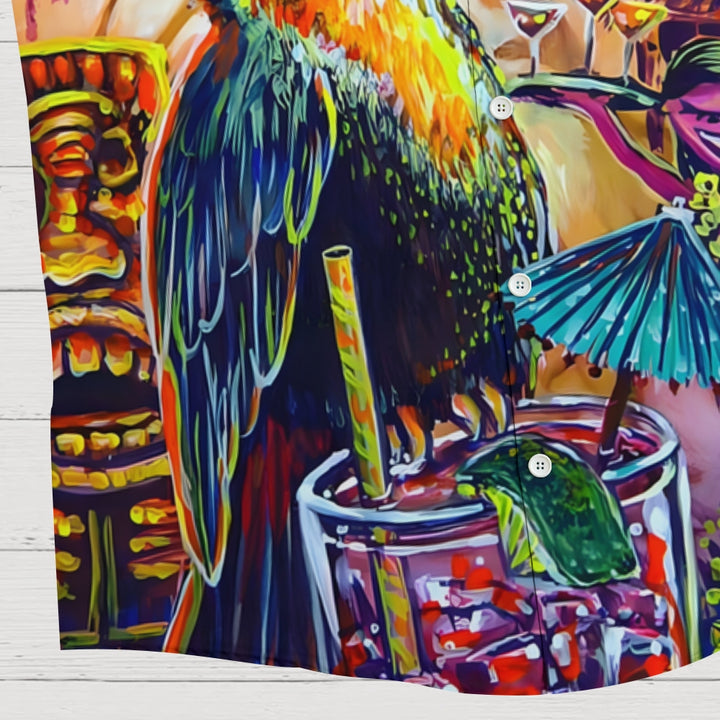 Toucan TIKI Art Printed Casual Large Size Short Sleeve Shirt 2407000601