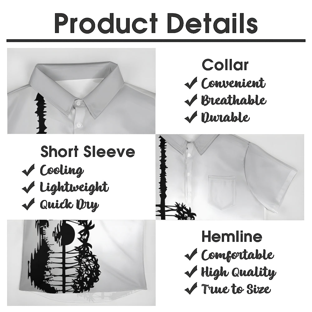 Hawaiian Guitar Silhouette Art Print Casual Short Sleeve Shirt 2501005329