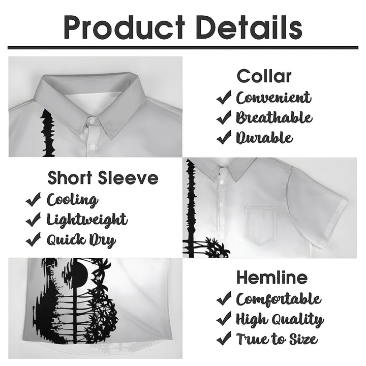 Hawaiian Guitar Silhouette Art Print Casual Short Sleeve Shirt 2501005329
