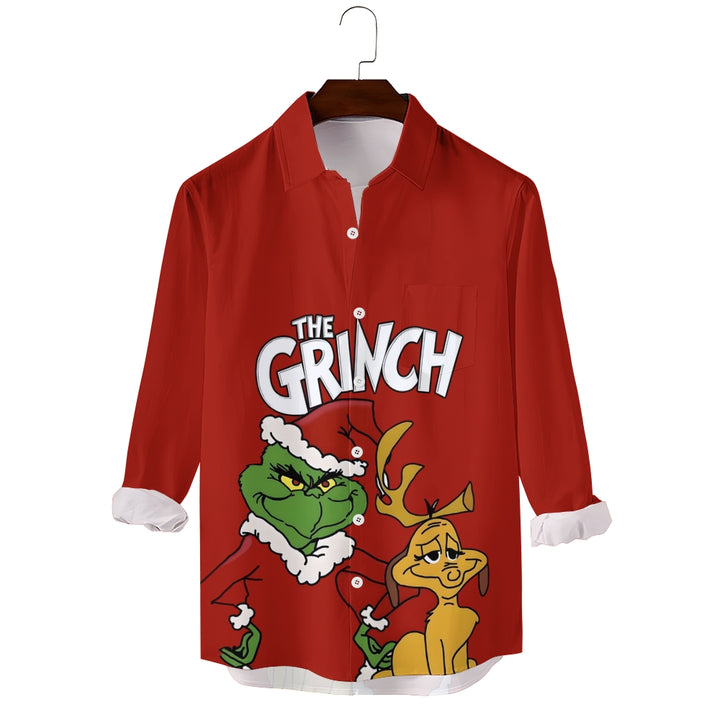 Cartoon Character Christmas Prints Long Sleeve Shirt