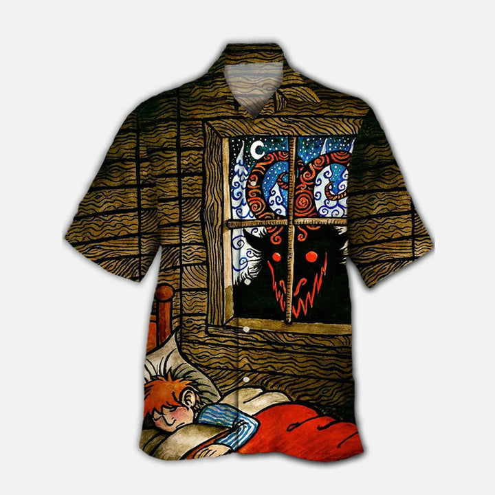 Cartoon Nightmare Print Casual Large Size Short-Sleeved Shirt