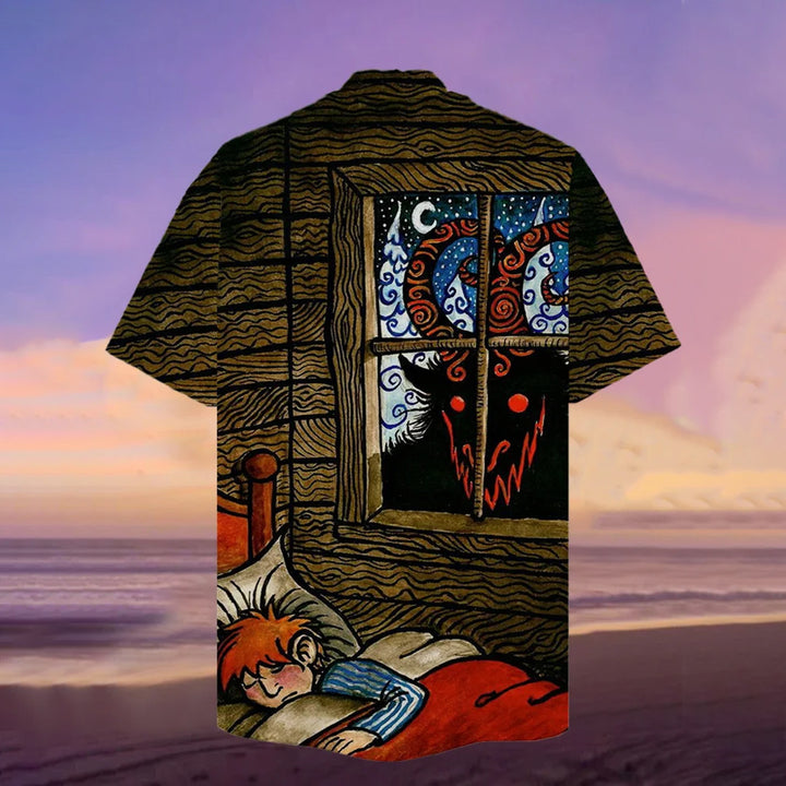 Cartoon Nightmare Print Casual Large Size Short-Sleeved Shirt