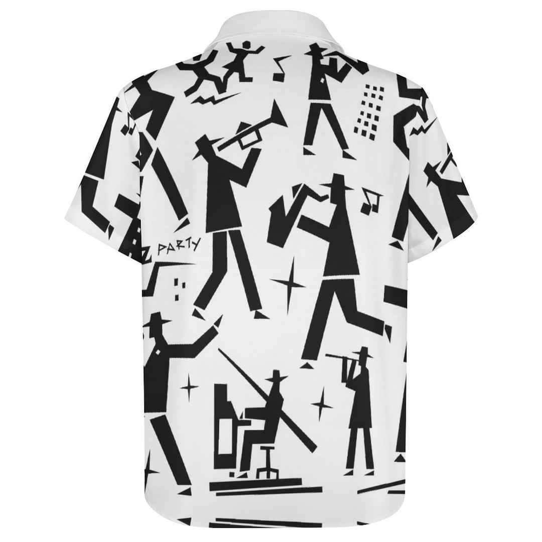 Casual Fashion Musical Figure Geometric Short Sleeve Shirt 2307100548