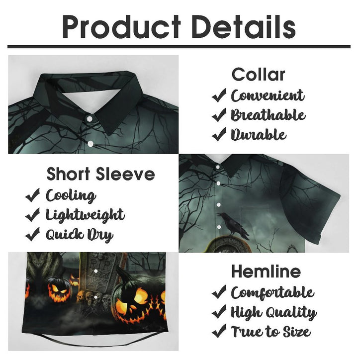 Halloween Casual Chest Pocket Short Sleeve Shirt 2309000104