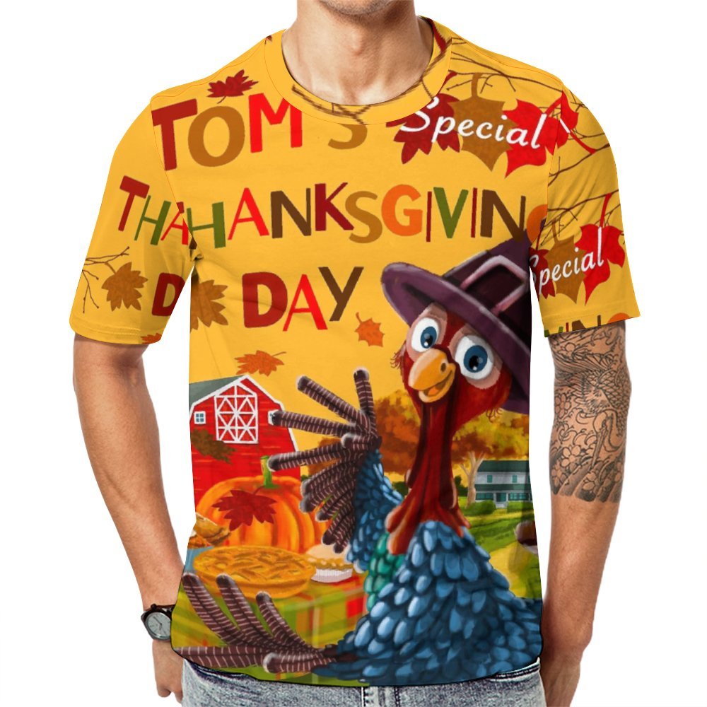Thanksgiving Turkey Round Neck Casual T-shirt 2310000359