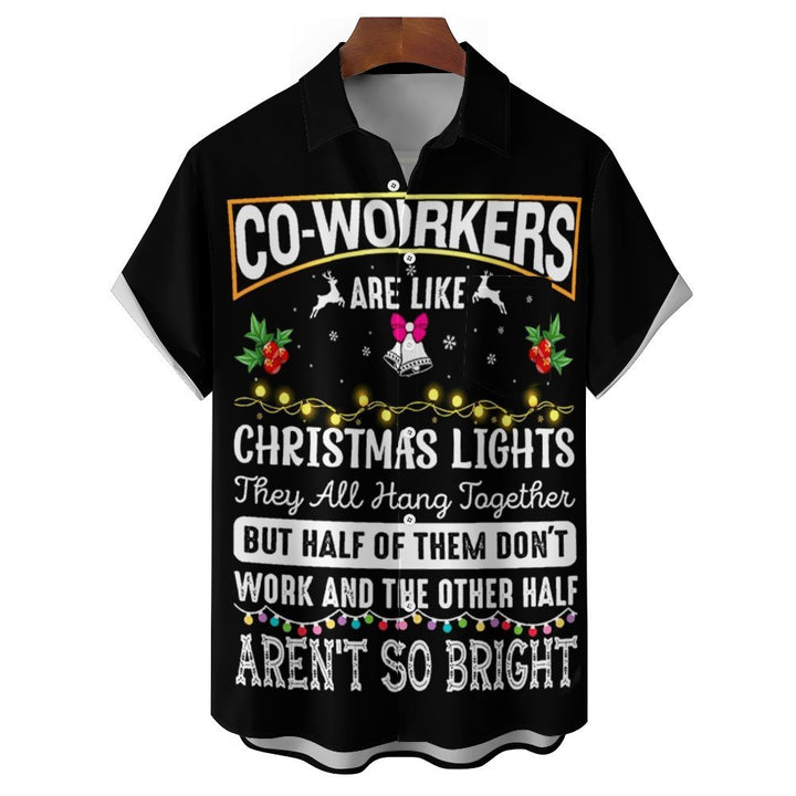 Christmas Copywriting Casual Short Sleeved Shirt 2310000741