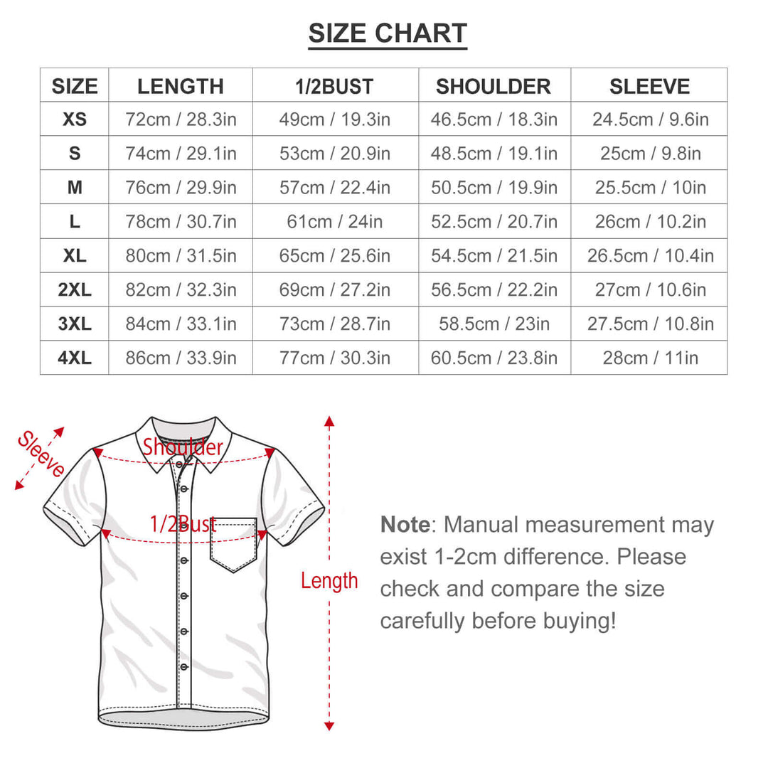 Men's Monster Print Casual Chest Pocket Short Sleeve Shirt 2309000648