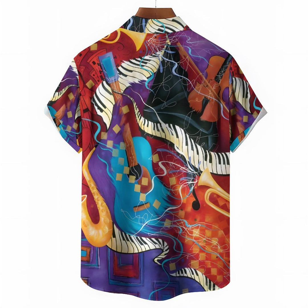 Men's Music Art Casual Short Sleeve Shirt 2312000502