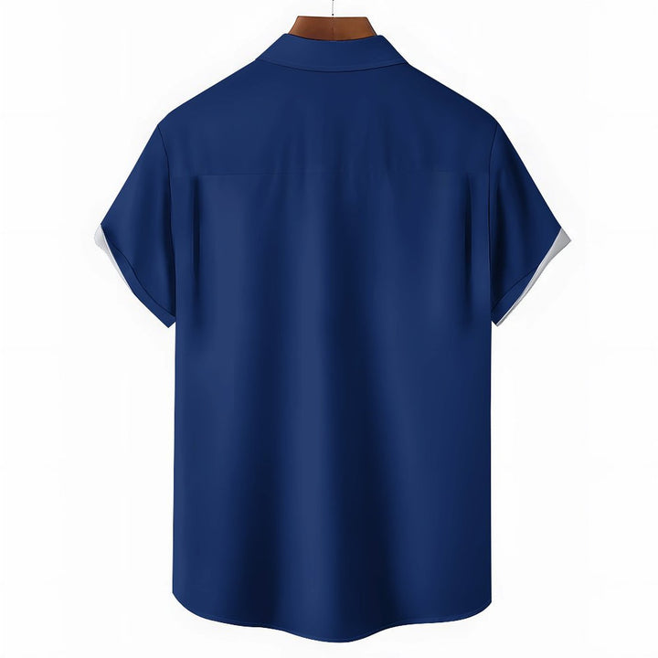 Football Chest Pocket Casual Short Sleeve Shirt 2401000390