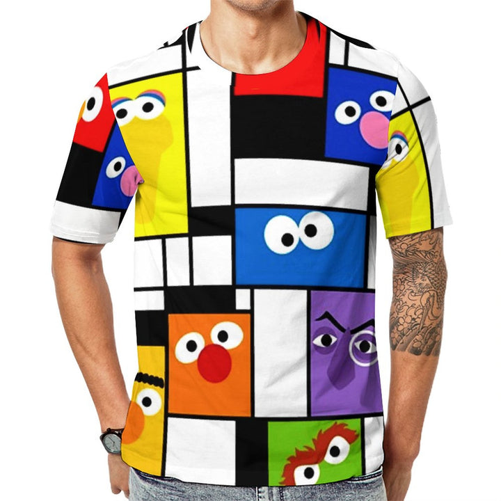 Men's Casual Sesame Street Geometric Art Print T-Shirt 2308100063