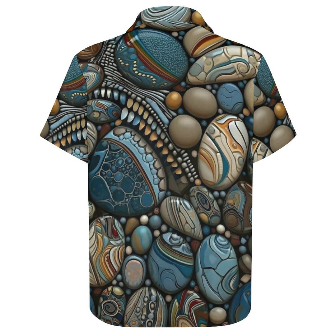 Stone Art Casual Chest Pocket Short Sleeve Shirt 2309000199