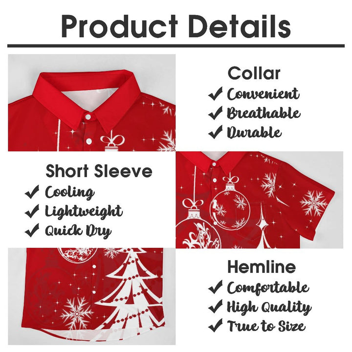 Casual Christmas Themed Print Chest Pocket Short Sleeve Shirt 2309000344