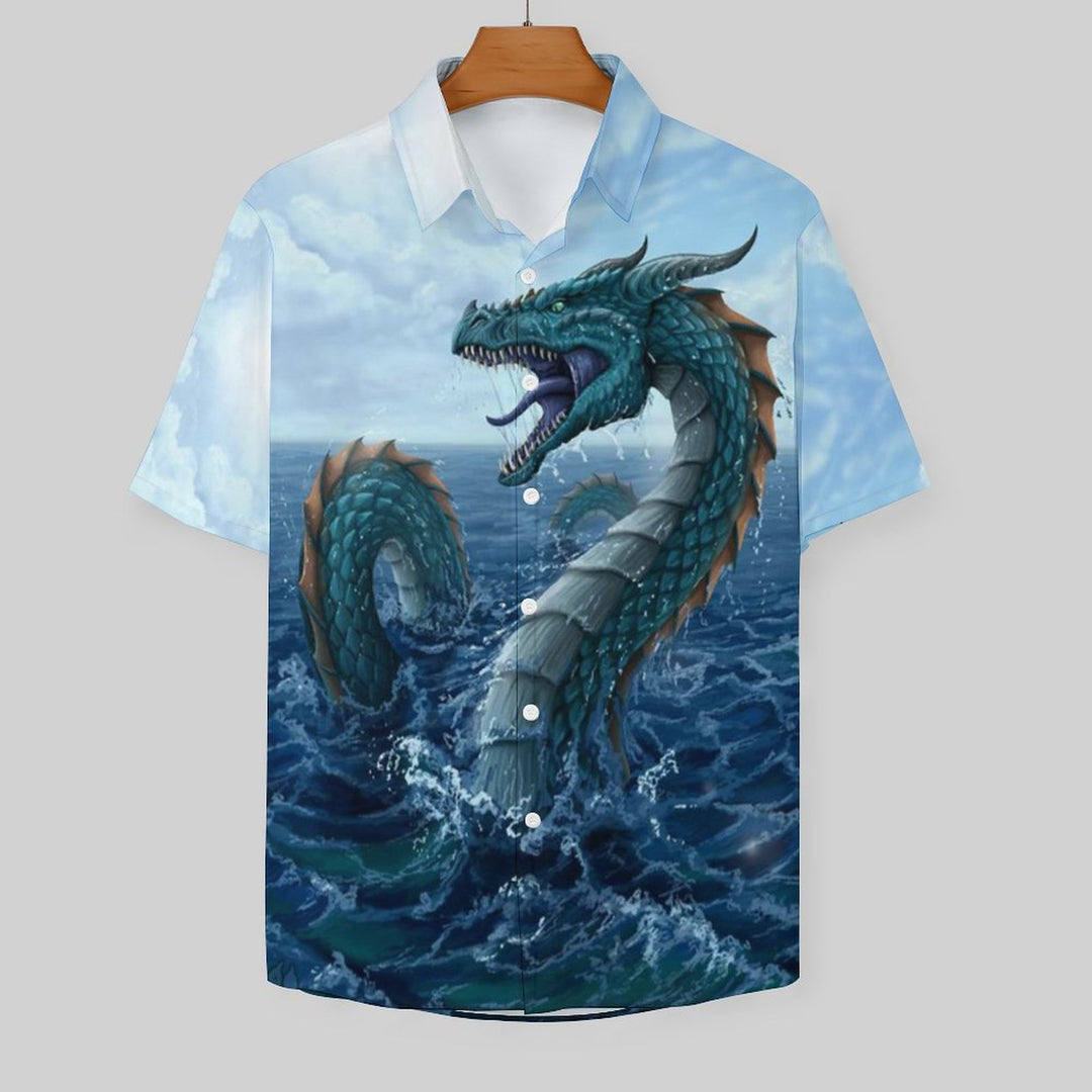 Men's Dragon Print Hawaiian Short Sleeve Shirt 2304108721