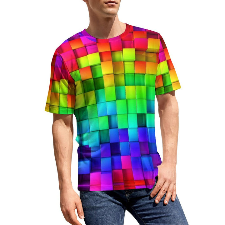 Men's Plus Size Round Neck Colorful 3D Printing Casual T-Shirt 2307101669
