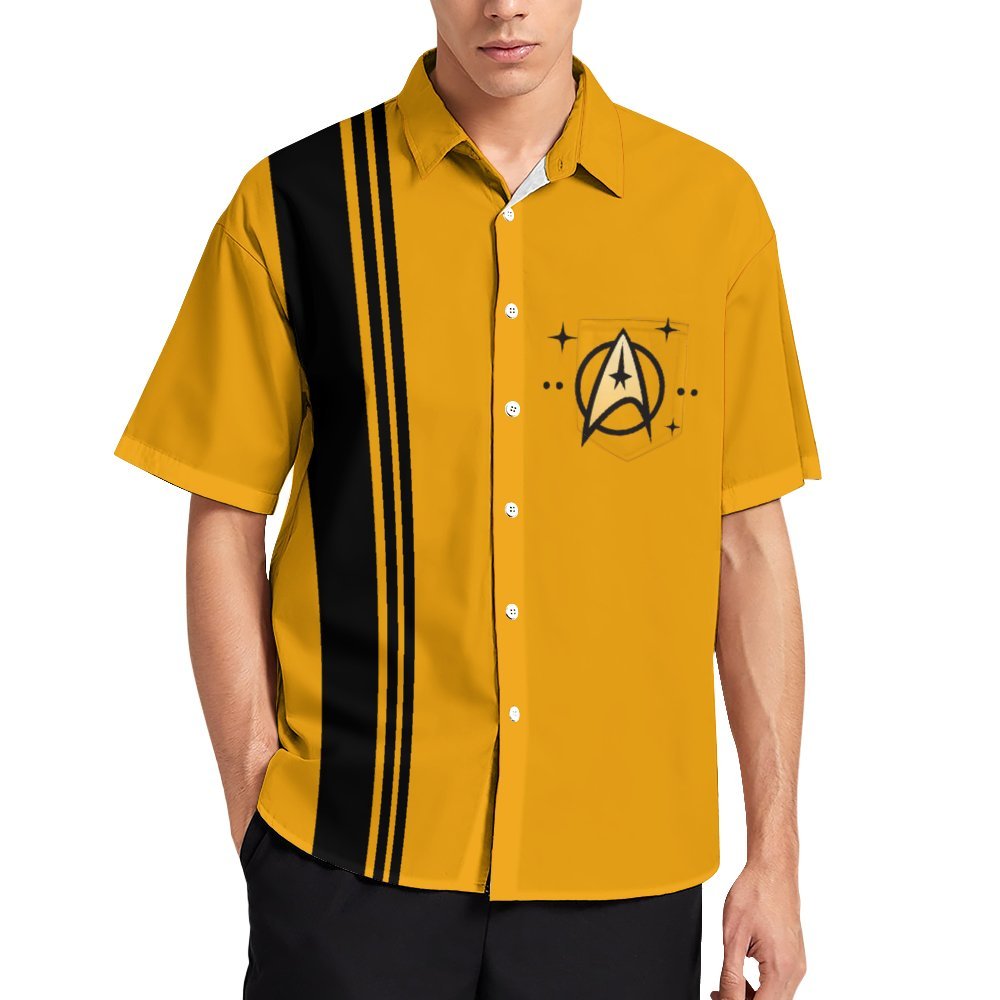 Men's Casual Star Chest Pocket Short Sleeve Shirt 2309000381