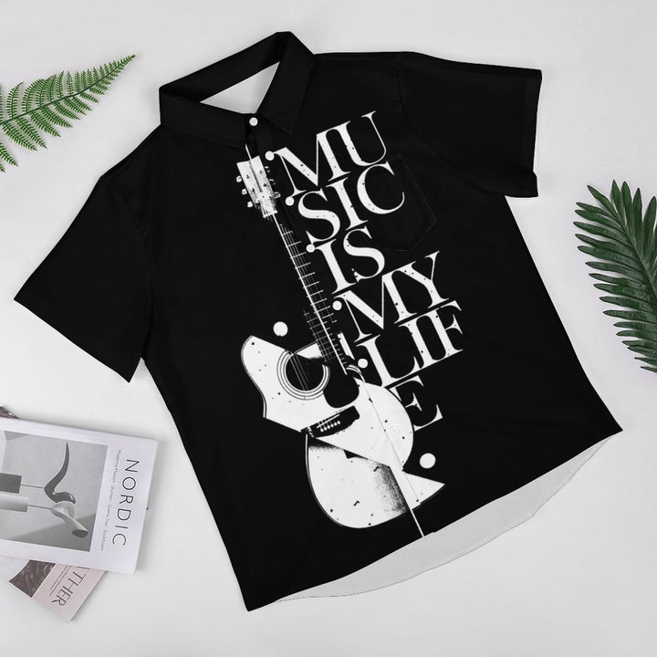 Men's Music Is My Life Casual Short Sleeve Shirt 2312000456
