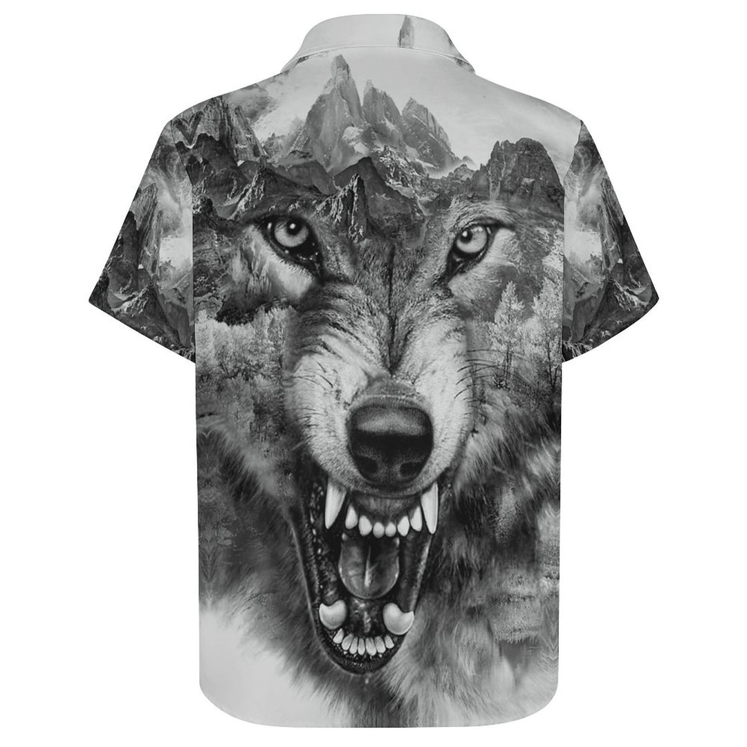 Wolf Casual Breast Pocket Short Sleeve Shirt 2309000014
