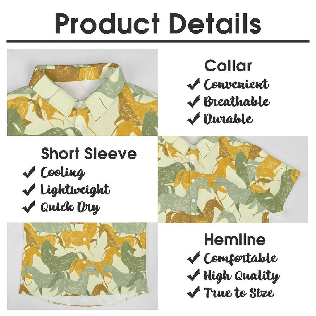 Breast Pocket Horse Men's Casual Short Sleeve Shirt 2402000004