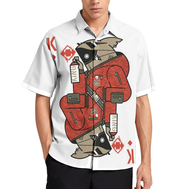 Shark Poker Casual Print Chest Pocket Short Sleeve Shirt 2309000832