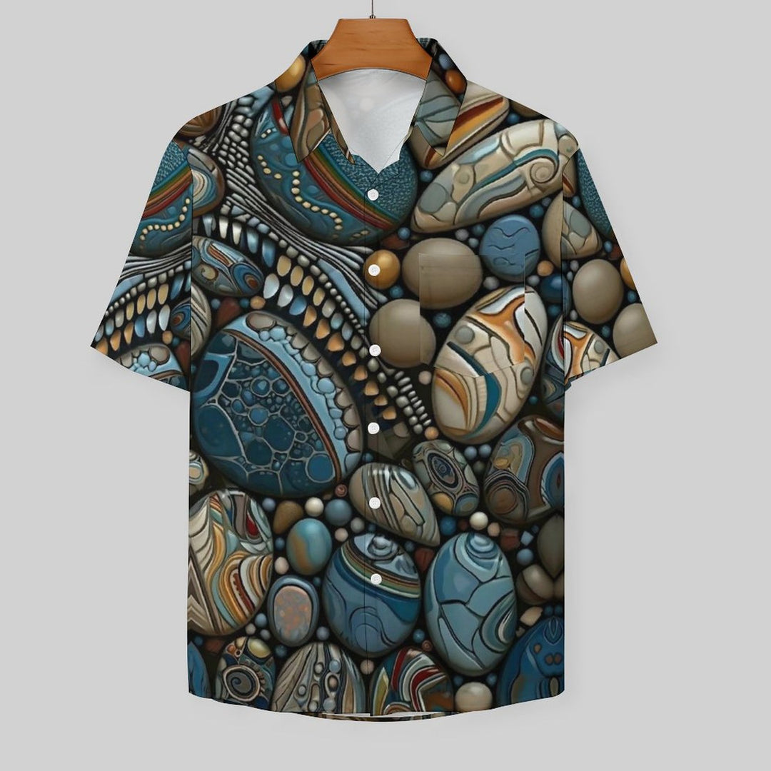 Stone Art Casual Chest Pocket Short Sleeve Shirt 2309000199