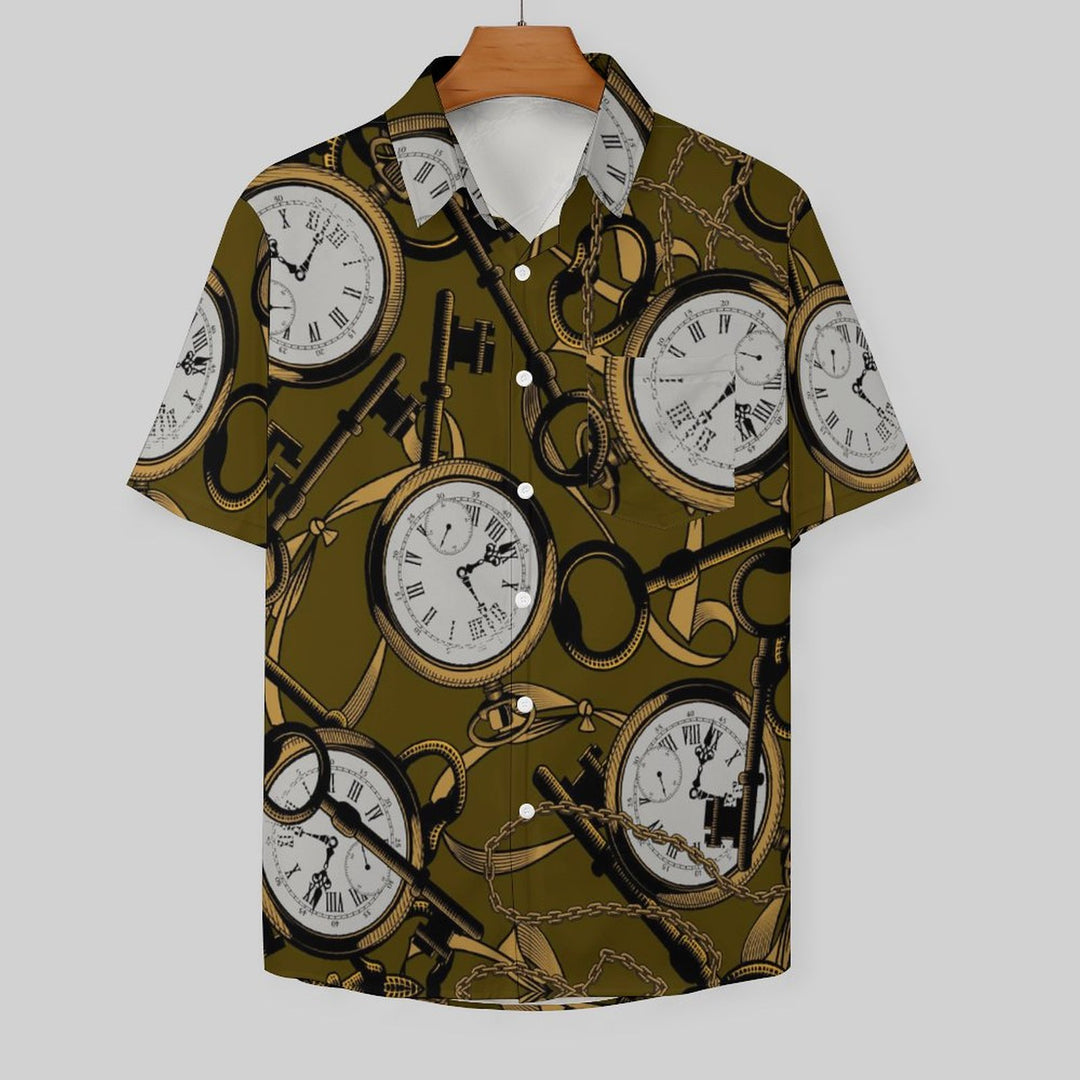 Men's Casual Watch Chest Pocket Short Sleeve Shirt 2309000870