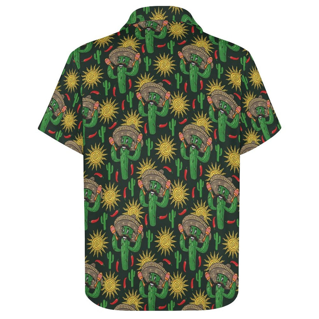 Cactus Casual Print Chest Pocket Short Sleeve Shirt 2309000486