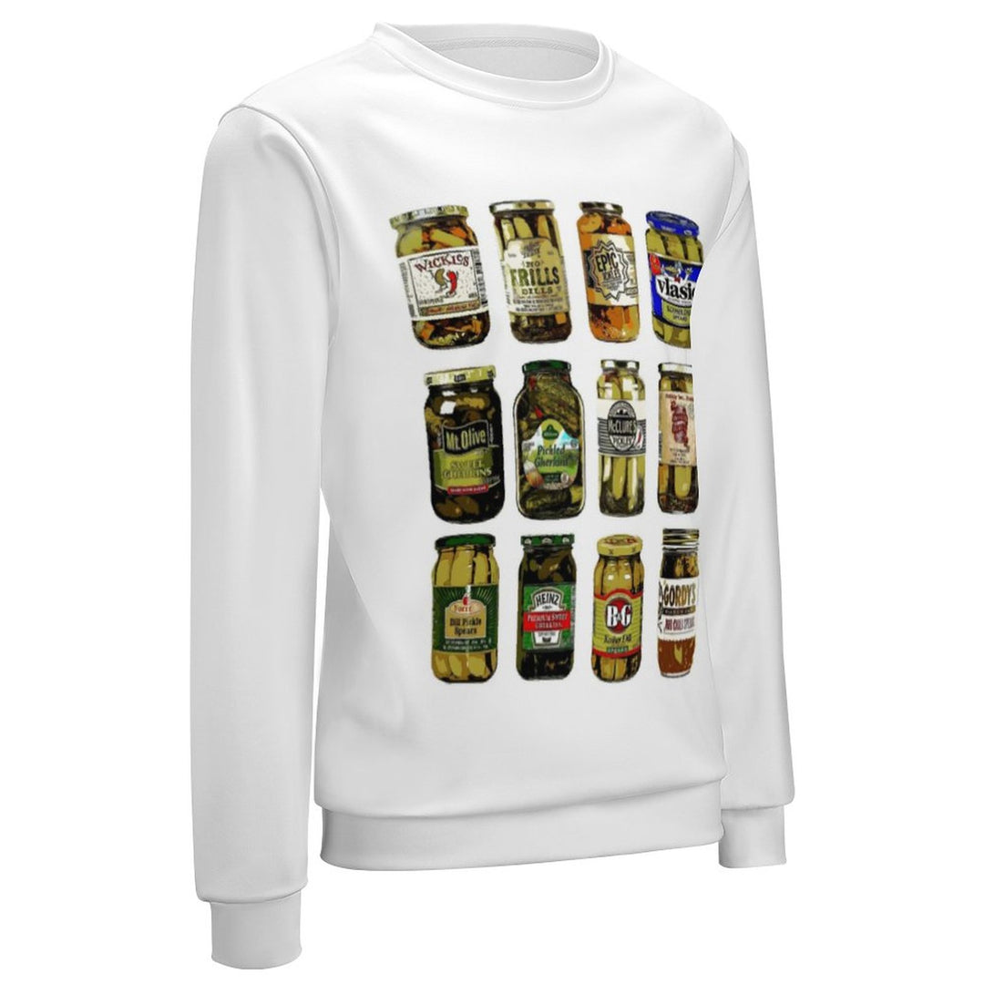 Unisex Casual Pickle Jar Print Pullover Sweatshirt 2309000163