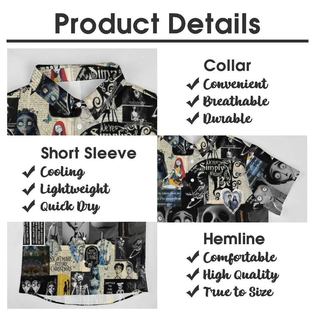 Men's Casual Print Chest Pocket Short Sleeve Shirt 2309000579
