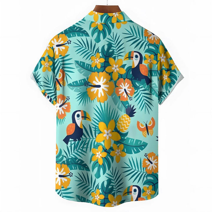 Men's Hawaiian Toucan Casual Short Sleeve Shirt 2401000124