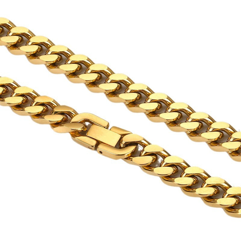 Titanium Steel Bracelet, High-End, Versatile Jewelry Buckle, Cuban Chain Necklace 240201040