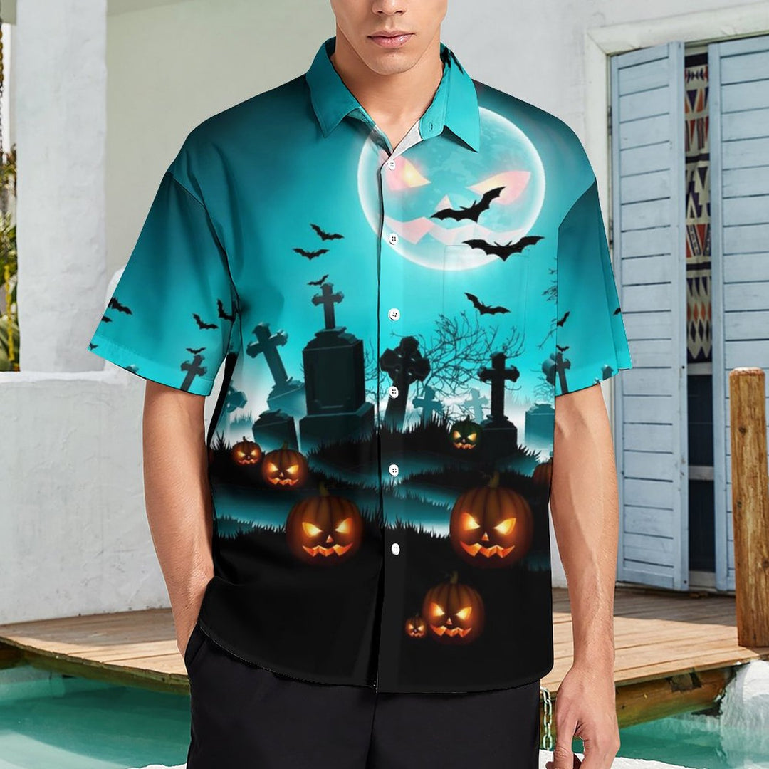 Halloween Casual Chest Pocket Short Sleeve Shirt 2309000103