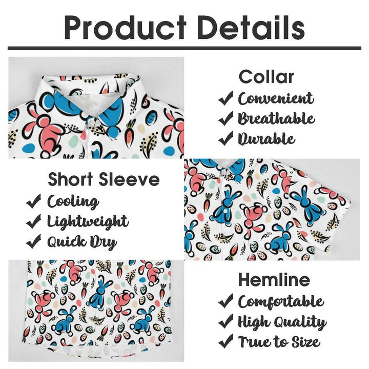 Rabbit Casual Print Chest Pocket Short Sleeve Shirt 2309000475