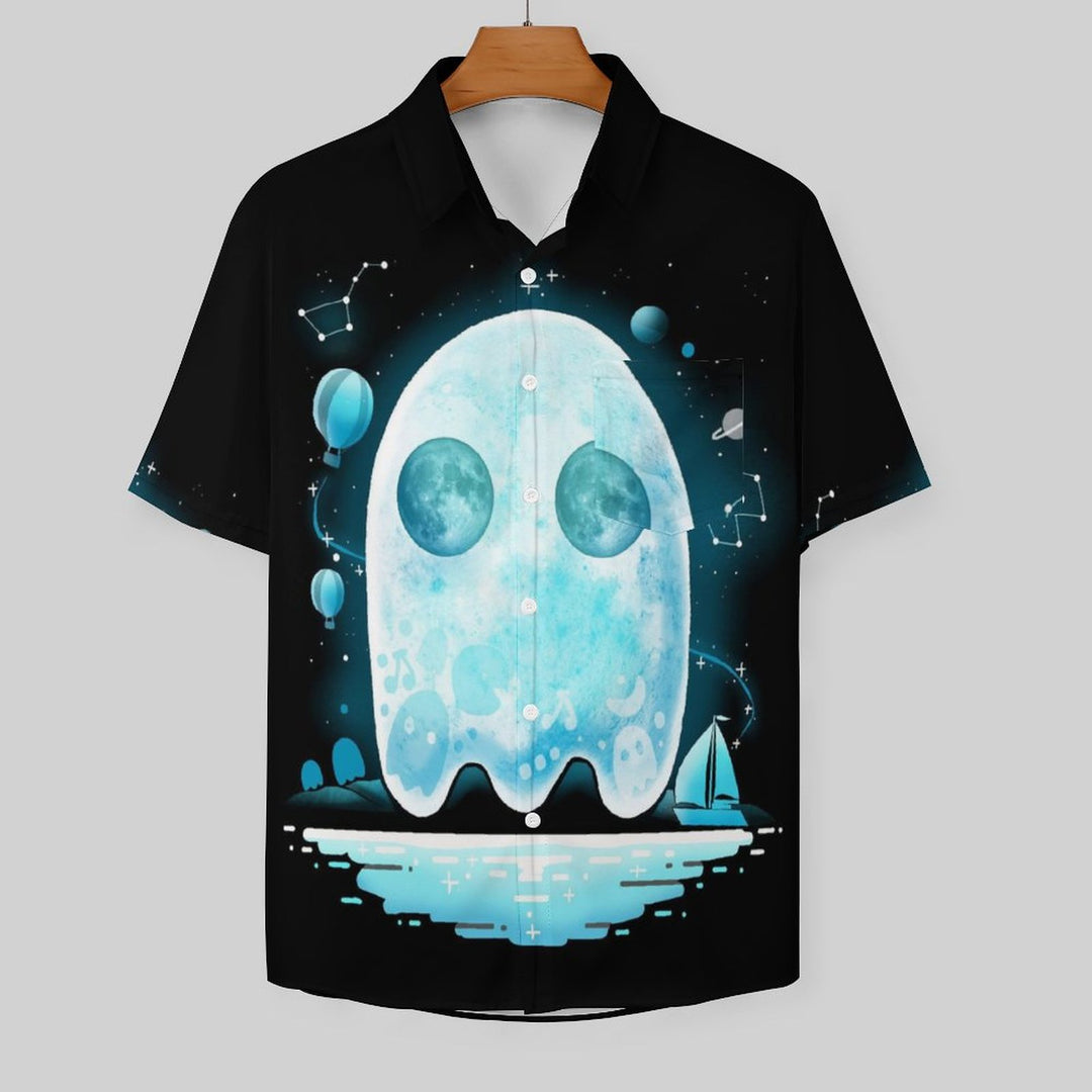 Ghost Moon Casual Chest Pocket Short Sleeve Shirt 2310000032