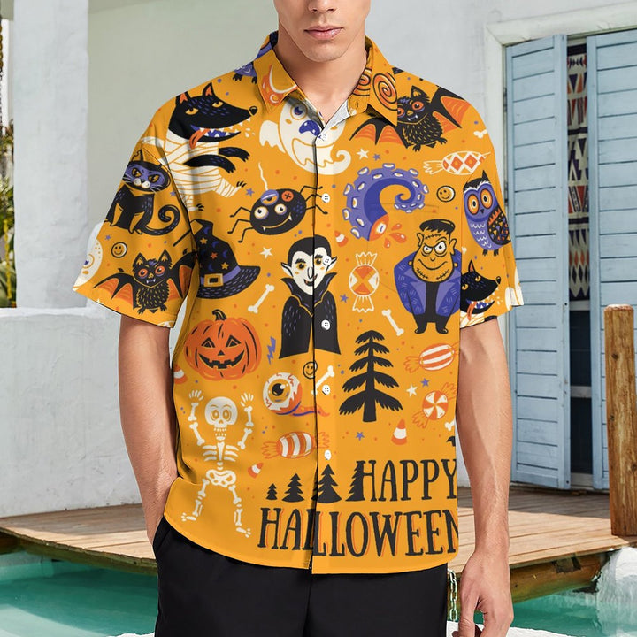 Men's Casual Halloween Character Print Short Sleeve Shirt 2309000320