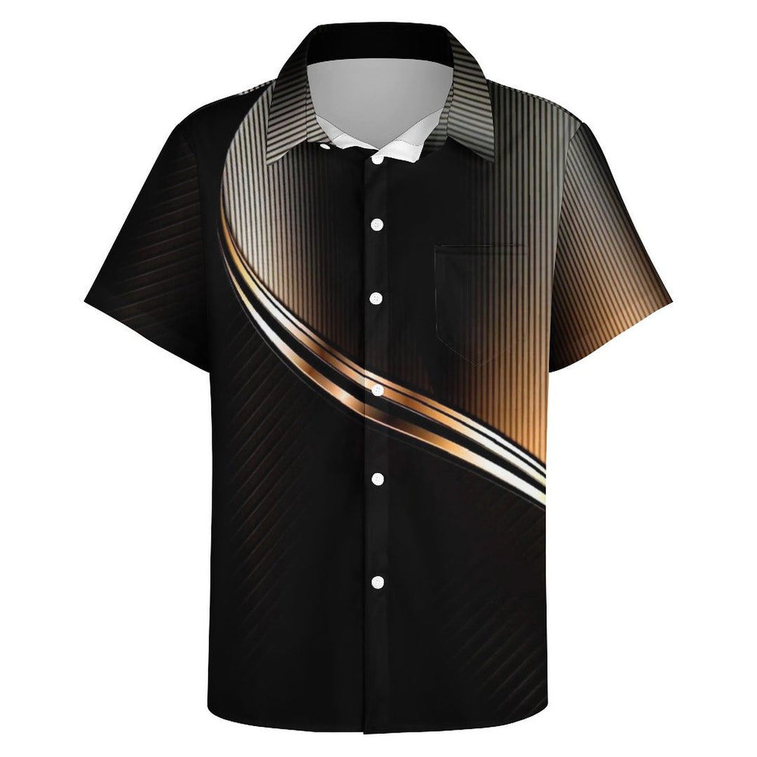 Men's Business 3D Printing Casual Chest Pocket Short Sleeve Shirt 2307101756