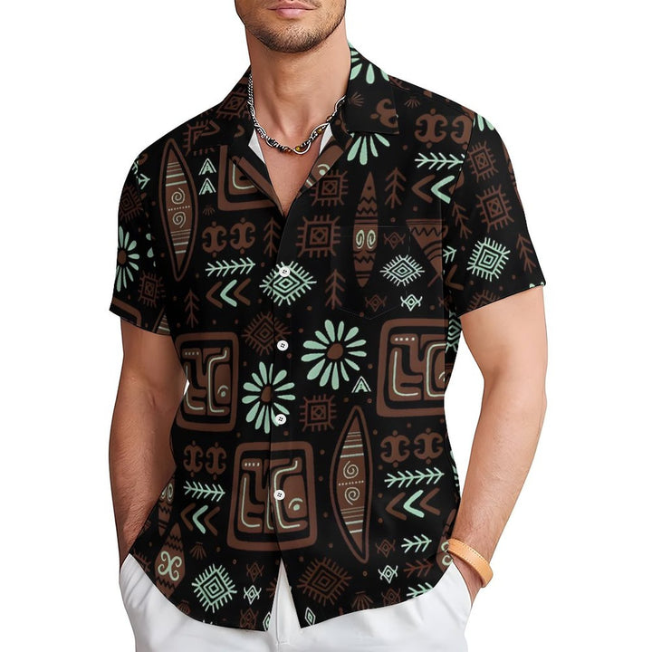 Men's Tribal Pattern Retro Casual Short Sleeved Shirt 2311000174