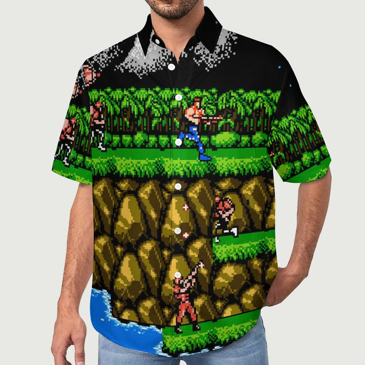 Men's Game Print Casual Short Sleeve Shirt 2306103343