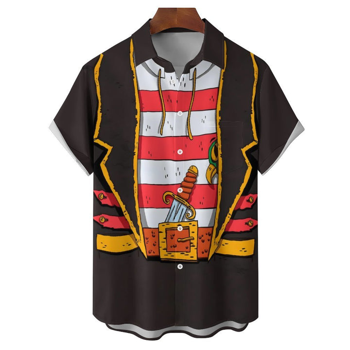 Men's Pirate Captain Casual Short Sleeve Shirt 2312000362