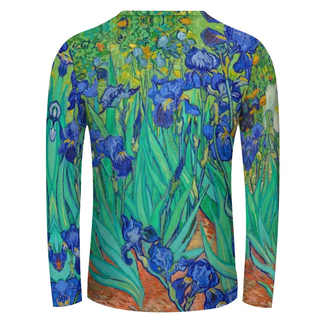 Men's Casual Iris Print Long Sleeve T-Shirt 2309000297