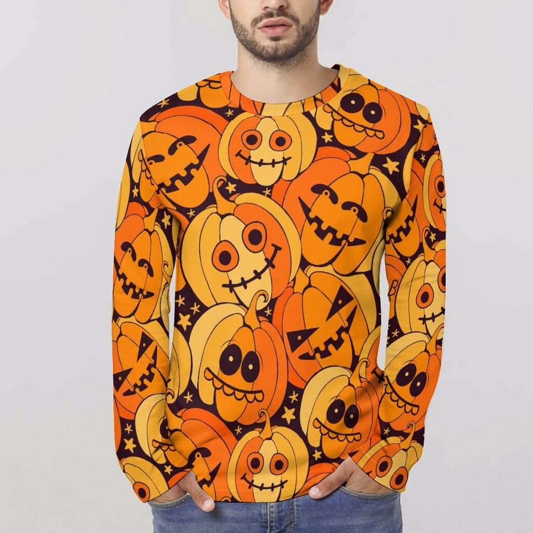 Casual Halloween Pumpkin Long Sleeve T-Shirt 2309000369